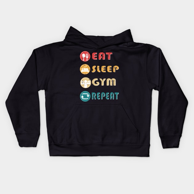 eat sleep gym repeat Kids Hoodie by joyTrends